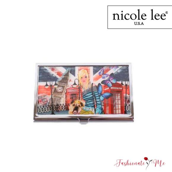 Nicole Lee USA Exclusive Premium Print Snap Closure Metallic Business Card Case - Picture 1 of 6